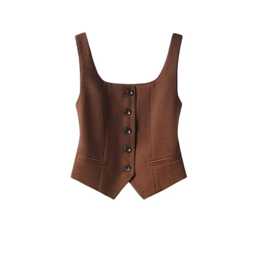 Women's Sleeveless Square Neck Single Breasted Vest