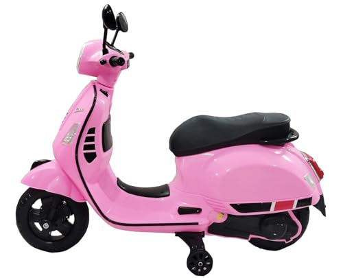 Image of Vespa 12V Battery Operated Rechargeable Ride-On Scooter for Kids with Remote | Electric Scooty for Girls & Boys (1-6 Years, Pink), Music, Lights, USB, Safety Wheels