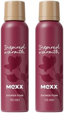 Mexx Inspired Warmth Duschschaum, fruchtiger Duschschaum für empfindliche Haut mit stimmungsaufhellenden Eigenschaften, 150 ml (Packung mit 2)