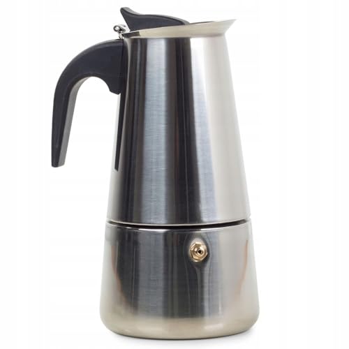 Caffettiera Italiana Classica da 300 ml, 6 tazze | Adatta per gas, elettronica, Vitro, Induction - Acciaio Inox Argento e Resistente | Per l'uso quotidiano - Caffettiera Moka Espresso