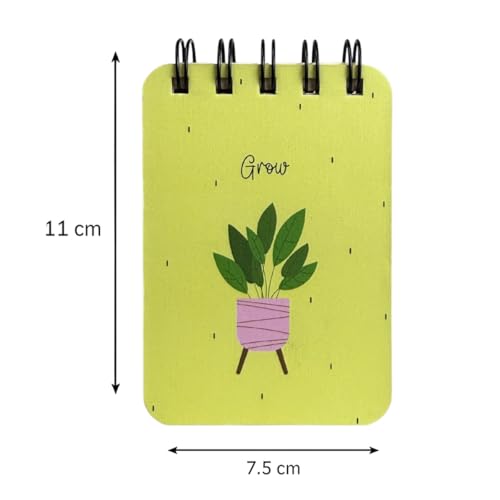 Image of Spiral Pocket Notebook (7.5 x 11 cm) | Cute Mini Notepad | Small Handy Notebook for School, Office & Personal Notes (Grow)