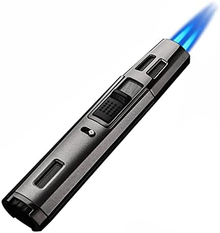 Torch lighters, ibforcty Refillable Butane Torch Adjustable Pen Lighter Double Flame Lighter Jet Flame Lighters Multipurpose for Grill BBQ Camping (Black) (Butane Gas Not Included)