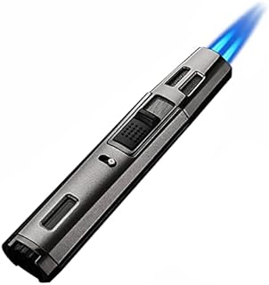 Torch lighters, ibforcty Refillable Butane Torch Adjustable Pen Lighter Double Flame Lighter Jet Flame Lighters Multipurpose for Grill BBQ Camping (Black) (Butane Gas Not Included)