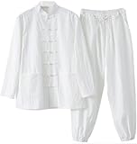 Cuiynice - Uniforme de tai chi de lino y algodón, traje de kung fu, ropa tradicional china, traje Tang para hombres, chaqueta de artes marciales, abrigo transpirable de manga larga, uniforme de medita