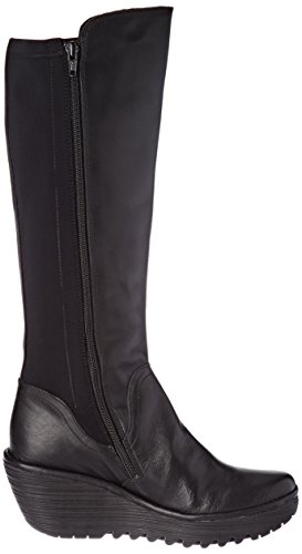 Fly London Womens Yeve Winter Leather Snow Wedge Heel Black Knee Boots - Black - 6 #TOP5