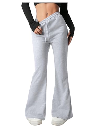 GORGLITTER Girl's Uniform Pants Flare Sweatpants Elastic Waist Bell Bottom Pants Preppy Clothes