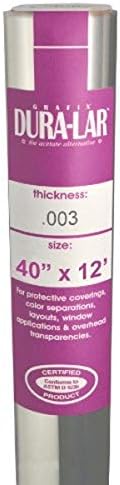 Grafix Dura-Lar .003” Ultra-Clear Film, Acetate Alternative, Glossy Surface for Coverings, Stencils, Color Separation, Window Applications, Transparencies, and More, 40" x 12'