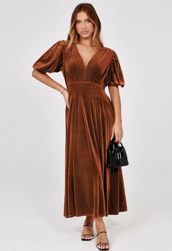 Image of Maxigerui Women's Velvet Maxi Dress Formal Dresses for Wedding Guest Dress