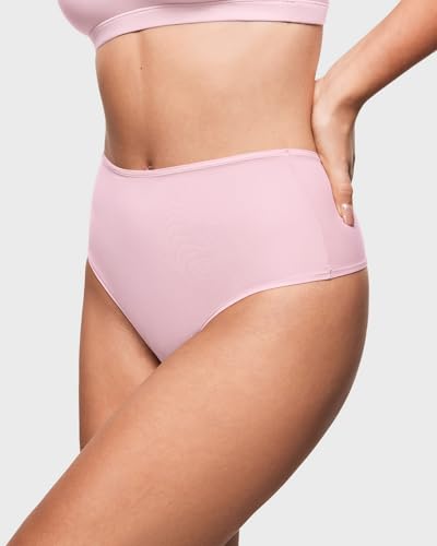 Image of INLYRIC Women's Inbarely Soft Thong - High Waisted Tagless Smooth Stretch Underwear Ultra-soft No Show Panties 3 Pack