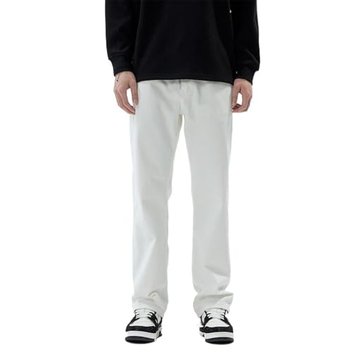 Jeans blanc homme streetwear loose avec coupe droite et ample pour le printemps