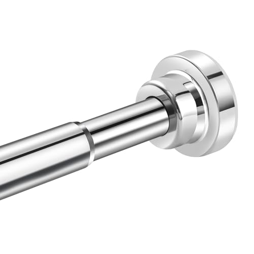 Extendable Curtain Tension Rod, Silver Shower Curtain pole 72-120cm Tension No Drill Spring Rust-Resistance Extendable Curtain Poles, for Bathroom Shower Stall, RV, Windows, Closet, Door Curtain Rods