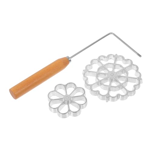Ciieeo 3Pcs Shrimp Cake Set with Heat Wooden Handle Metal Waffle for for Making Delicious Ravioli and Waffle Biscuits Your Kitchen