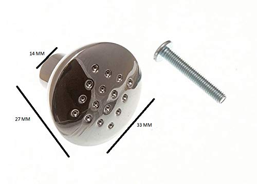 Lot de 20 boutons de tiroir en métal chromé 32 mm + vis