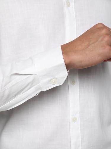 Image of Urbano Fashion Men's Linen Blend Full Sleeve Relaxed Fit Casual Solid Shirt