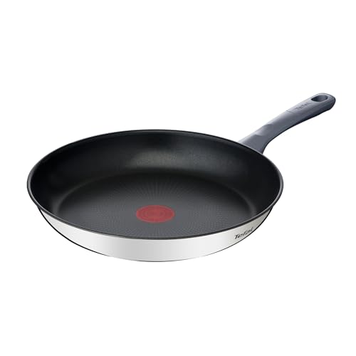 Tefal Daily Cook - Sartén de 26 cm, Apto inducción, antiadherente, revestimiento titanio, Thermo-signal, sin PFOA, apto lavavajillas y horno, acero inoxidable