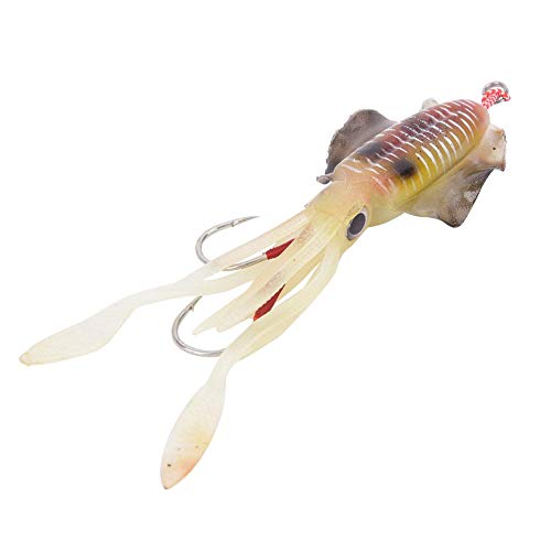 Señuelo Artificial Suave de la Pesca, Pulpo Ultravioleta Luminoso 3D Ojos Accesorio Realista del señuelo del Calamar Cebo Accesorio de Aparejos de Pesca(1#)