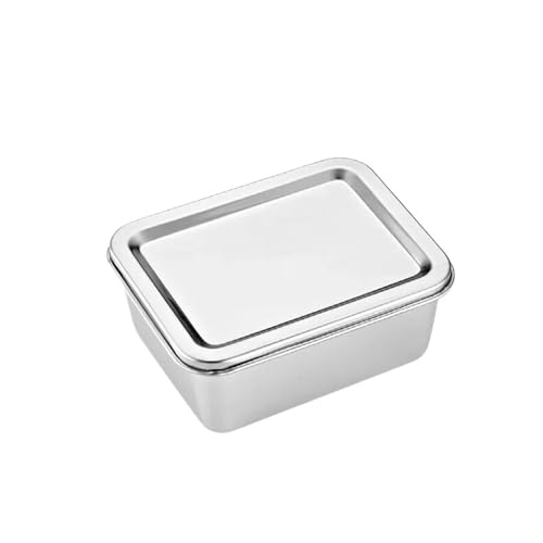 MZYFDC Tupper Acero Inoxidable Bandeja de almacenamiento acero inoxidable 201/304 con tapas, contenedor rectangular for alimentos, organizadores cocina for el hogar(201-14x11x6cm)