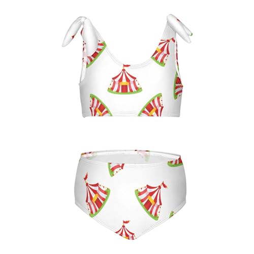 Exnundod Red and White Striped Circus Girls Swimsuit Bathing Suit Two Piece Bikini Sets Swimwear 3-12T
