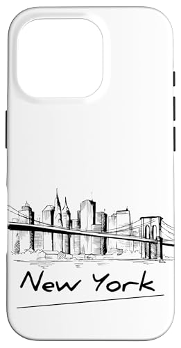 Cool Men's Women's Kids New York City Skyline Sketch Drawing X}zP[X iPhone 16 Pro p