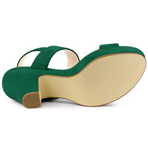 Allegra K Allegra K Women's Platform Heel Slingback Chunky Green Heel Sandals 9 m US