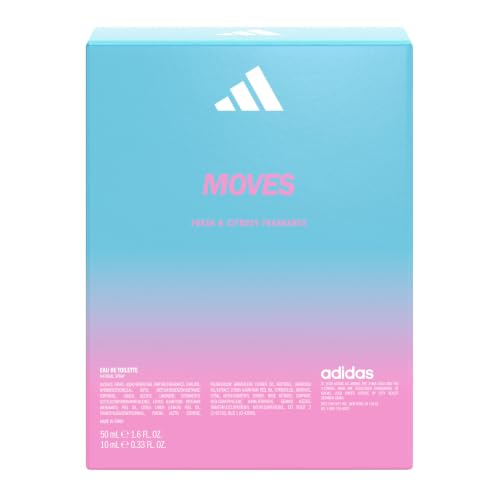 Image of adidas Moves Giftset including Eau de Toilette (50ml, 1.6fl oz. & 10ml,0.33fl oz.), for Her, Citrusy and Fresh Fragrance