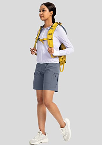 Viodia Women's 7" Hiking Cargo Shorts With Pockets Quick Dry Lightweight Shorts For Women Golf Casual Summer Shorts Grey Blue #TOP4