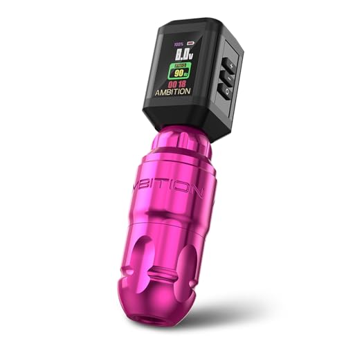 Ambition Lutin Rotary Tattoo Machine with Korall Tattoo Power Supply 2200mAh Straight Drive Bar - Wireless Tattoo Machine Short Tattoo Pen with Brushless Motor with RCA Cord for Tattoo Artist