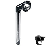  Humpert Ergotec Schaftvorbau Cat Tube 230 mm Schaft 25,4 mm Klemmung Edelstahl Schwarz inkl. Fahrradklingel