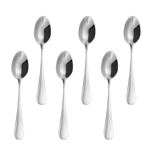6 cucchiaini da tè in acciaio inox, 12 cm (4,7"), cucchiaini da caffè, cucchiaini da dessert, cucchiaini piccoli, lavabili in lavastoviglie, set di cucchiaini per famiglie, ristoranti, mense