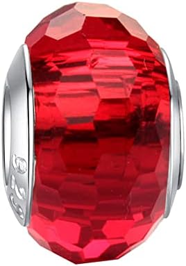 HappyStar 925 Sterling Silver Clear Charm Bead fit Charm Bracelets Idea DIY Dangle Pendants Charms Beads Simulated Birthstone Charms Birthday Gifts for Women - Image 2