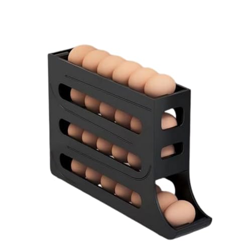 Fogcroll Distributeur d'œufs pour organisateur de réfrigérateur - Boîte de rangement de frigo à quatre niveaux - Roulement automatique - Grande capacité...