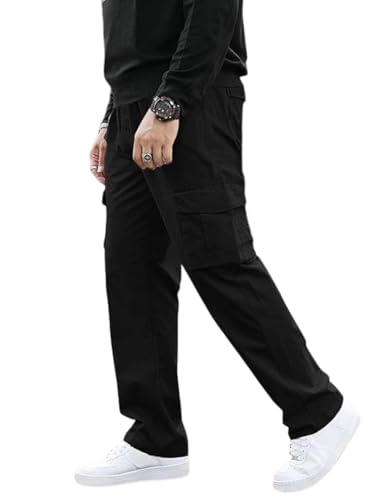 Image of GRECIILOOKS Men's Cargo Pants | 6 Pocket Cotton Cargo Joggers for Men | Loose Fit Stylish Pant with Pockets | Casual Baggy Trousers & Streetwear Lower