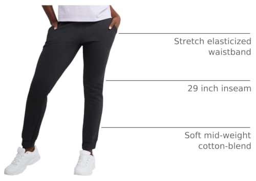 Image of Hanes Women's Sweatpants - EcoSmart Fleece Joggers - Open-Bottom Pocketless Pull-On Lounge Pants - Reg. & Petite Sizes
