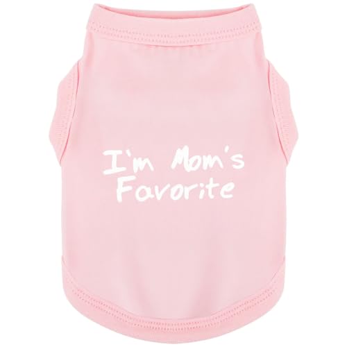 Cozy Sleeveless Canine Wear Dog Clothes, Soft, Lightweight, and Breathable Cotton Dog Shirt with I'm Mom's Favorite Print.Vest Tank Top Ideal for Small, Medium, and Large Breeds Light Pink XL