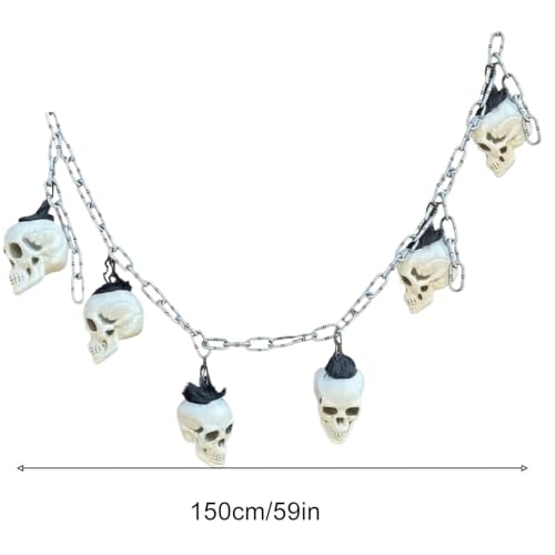 Guirnalda de calaveras para Halloween: decoración espeluznante en cadena para pared y porche 6