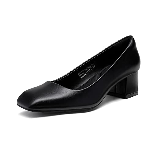 DREAM PAIRS Women’s Heels Chunky Block Heels Square Closed Toe Low Heels Dress Shoes Comfortable Wedding Party Office Pumps Shoes 7 White