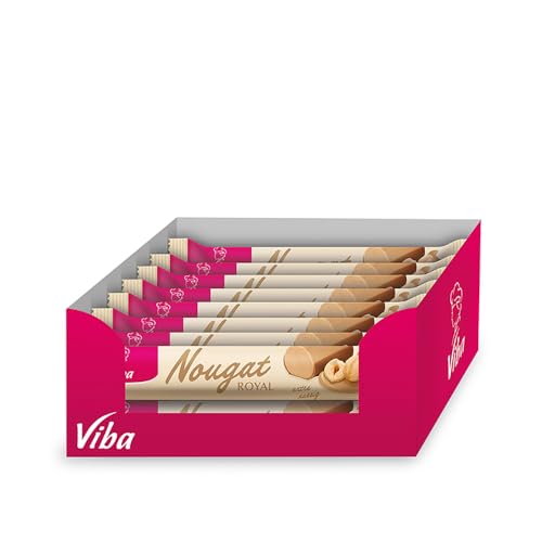 Viba Royal Nougat Stange 16 x 45 g Vorratspack – Haselnuss Nougat Riegel zartschmelzend – Nougat Süßigkeiten Großpack für Büro, Gäste & Geschenk – einzeln verpackt