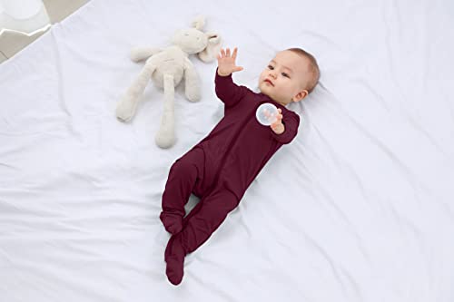 Guisby Neutral Bamboo Baby Clothes, Long Sleeve With 2 Way Zipper Pajama For Boys Girls Maroon 0-3 Months #TOP4