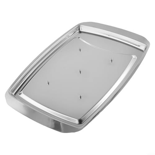 Rejilla para asar pavos de acero inoxidable para pollo, bandeja elevada de carne con clavos para cocinar uniformemente, apto para lavavajillas, 35,5 x 25 x 5 cm