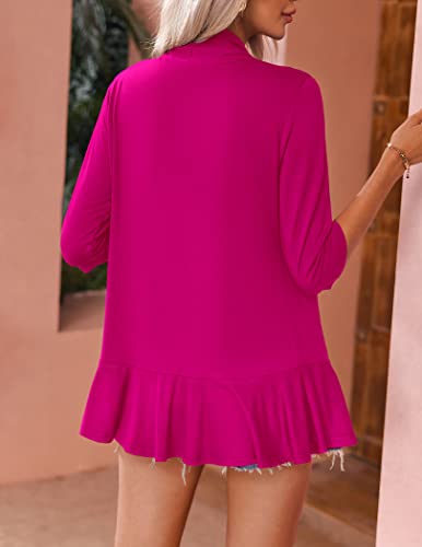 Image of Zeagoo Women's Open Front Cardigan 2026 Spring Summer Lightweight 3 /4 Sleeve Draped Ruffles Cardigans S-3XL