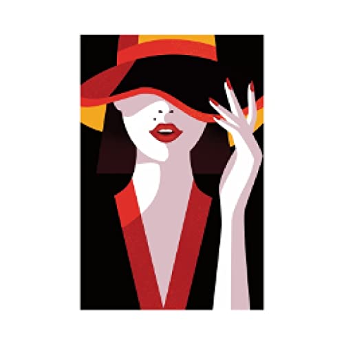 Affiche abstraite personnage mode nordique peinte sur toile 50x70 cm sans cadre pour salon