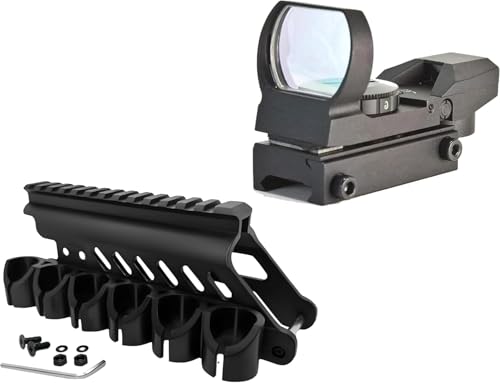 Side Saddle Shutgun Shell Holder V2 | Compatible with Mossberg 500/590/Shockwave Series Shutguns, Compatibility with Mossberg 500 and 590 (Shell Holder & Reflex Sight Red Green Reticles, Pack of 1)