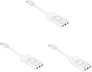 Mikikit 3 pcs plug and play plug it and chug it whiting USB sound card Professional sound card external sound card Independent Sound Card Free Drive Sound Card earphone computer white