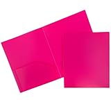 JAM Paper Heavy Duty Plastic Two Pocket Presentation Folders - Fuchsia Pink - 108/pack