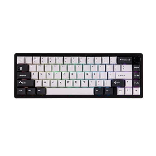 EPOMAKER Galaxy65 bezprzewodowa klawiatura mechaniczna QMK/VIA, aluminiowa klawiatura niestandardowa, kremowy przełącznik, uszczelka, hot-swap, RGB pokrętło, 2,4 GHz/BT/USB, qwerty (czarna, jagodowa