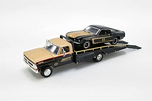 Smokey Yunick 1970 Ford F-350 Ramp Truck & 1969 Ford Mustang Trans Am, Black and Gold - Greenlight 51341-1/64 Scale Diecast Model Toy Car