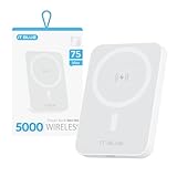 Power Bank Indução 5.000mAh Turbo, Carregador Portátil Magnético, Carregamento Ultra Rápido, Leve e Compacto, Compatível Com Todo Celular Com Carregamento Mag - Linha Premium - Branco