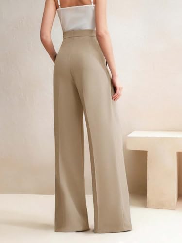 Image of KOTTY Trendy Beige High Rise Formal Straight Trousers for Women's Wardrobe Essential