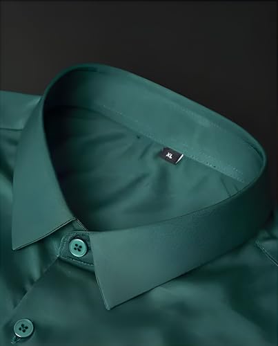 Image of Men's Satin Solid Full Sleeves Regular Fit Shirt
