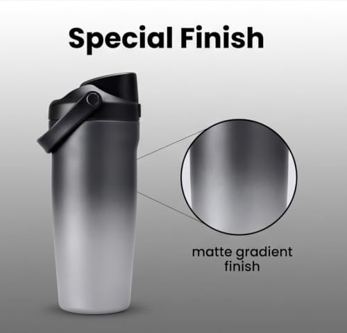 Image of CYNVEXA Personalized with Your Name, Tumbler with lid and Straw 1200ML Cup Stainless Steel Vacuum Insulated Tumbler for Water, Iced Tea or Coffee 1.2L Office Gym Travelling (Black to Gray)